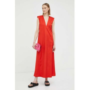 By Malene Birger rochie din lana culoarea rosu, maxi, evazati