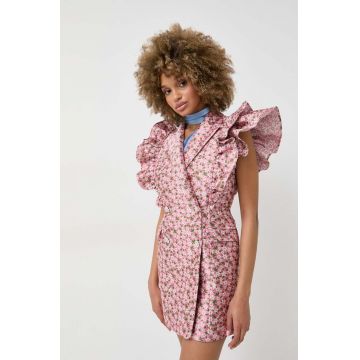 Custommade rochie Kobane Jacquard culoarea roz, mini, drept