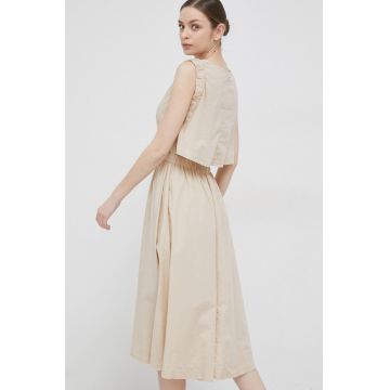 Deha rochie culoarea bej, midi, evazati