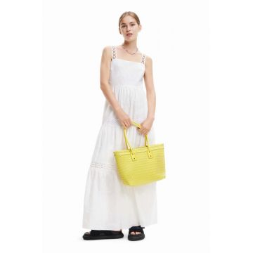 Desigual rochie culoarea alb, maxi, drept