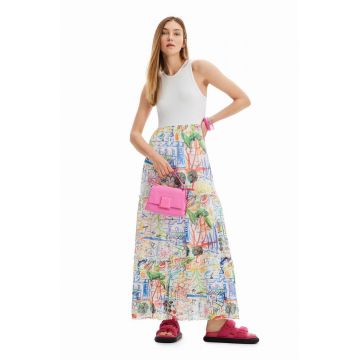 Desigual rochie culoarea alb, maxi, drept