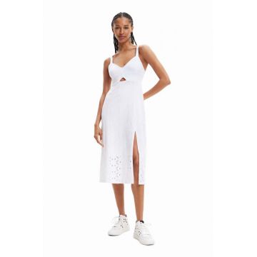 Desigual rochie culoarea alb, midi, drept