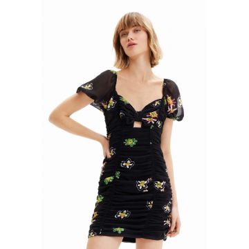 Desigual rochie culoarea negru, mini, mulata