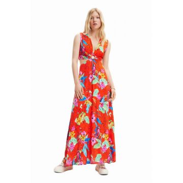 Desigual rochie culoarea rosu, maxi, evazati