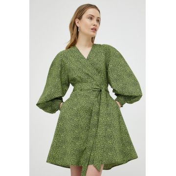 Gestuz rochie din bumbac Calliope culoarea verde, mini, evazati