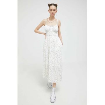 Hollister Co. rochie culoarea alb, midi, evazati