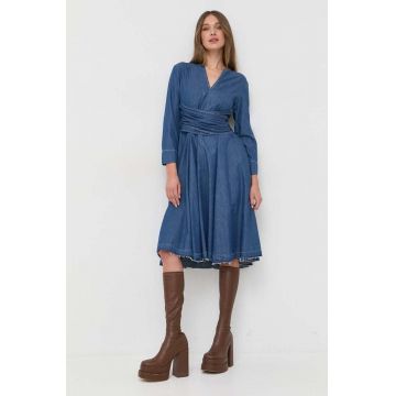 MAX&Co. rochie din bumbac culoarea albastru marin, mini, evazati
