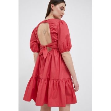 Pepe Jeans rochie din bumbac Bella culoarea rosu, mini, evazati