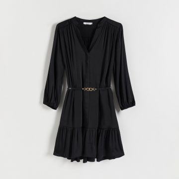 Reserved - Rochie mini cu curea - Negru