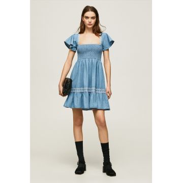 Rochie de denim cu detalii brodate