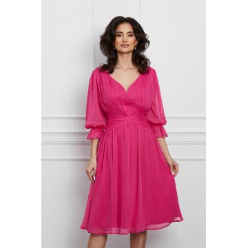 Rochie Mara fucsia din voal creponat