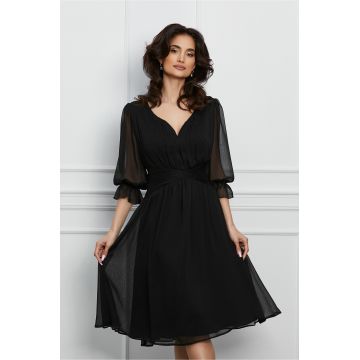 Rochie Mara neagra din voal creponat