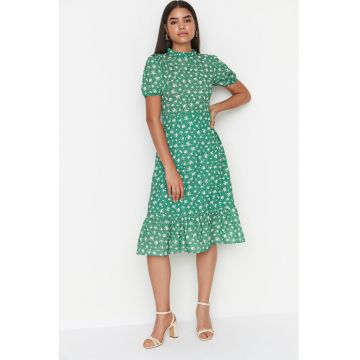Rochie midi cu maneci bufante