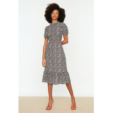 Rochie midi cu maneci bufante