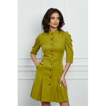 Rochie Moze lime cu nasturi si buzunare