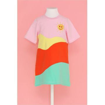 Rochie-tricou cu model colorblock