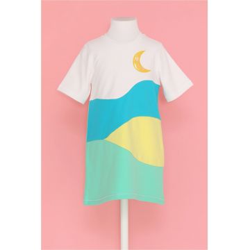 Rochie-tricou cu model colorblock