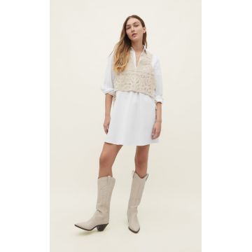 Stradivarius Rochie Scurtă Tip Vestă Croșetată Ecru S