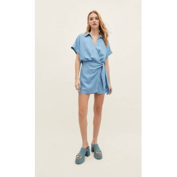 Stradivarius Salopetă Scurtă Tencel® Denim Albastru Deschis Mediu S