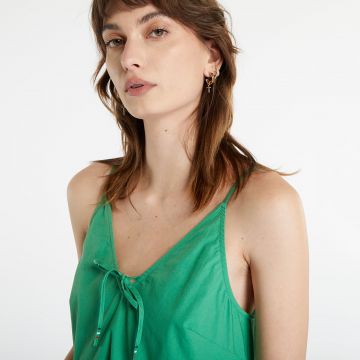 Tommy Jeans Poplin Tiered Strappy Dress Coastal Green