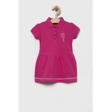 United Colors of Benetton rochie din bumbac pentru copii culoarea violet, mini, evazati
