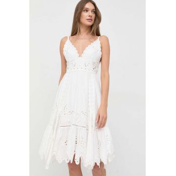 Weekend Max Mara rochie din bumbac culoarea alb, mini, evazati