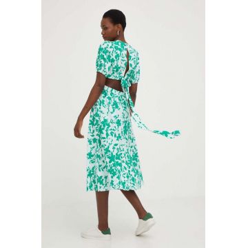 Answear Lab rochie culoarea verde, midi, evazati