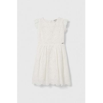 Birba&Trybeyond rochie din bumbac pentru copii culoarea alb, mini, evazati