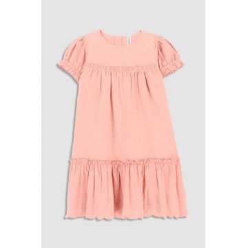 Coccodrillo rochie din bumbac pentru copii culoarea roz, mini, oversize