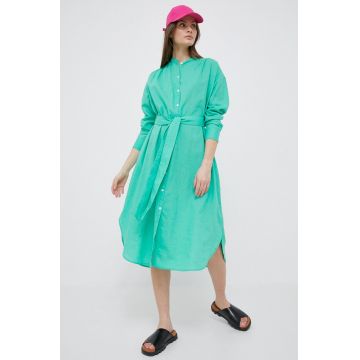 GAP rochie din in culoarea verde, midi, oversize