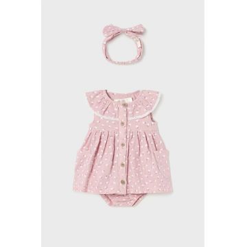 Mayoral Newborn rochie din bumbac pentru bebeluși culoarea roz, mini, evazati
