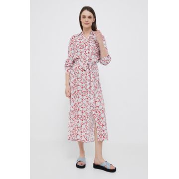 Pepe Jeans rochie Perah culoarea rosu, midi, evazati