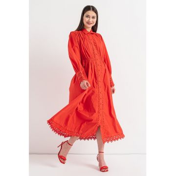 Rochie-camasa de bumbac organic cu decupaje discrete