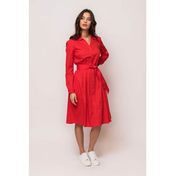 Rochie-camasa evazata cu cordon in talie Vaespo