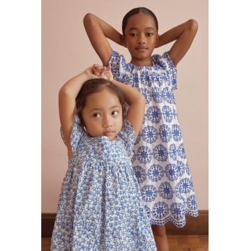 Rochie cu croiala baby-doll si model floral Celia