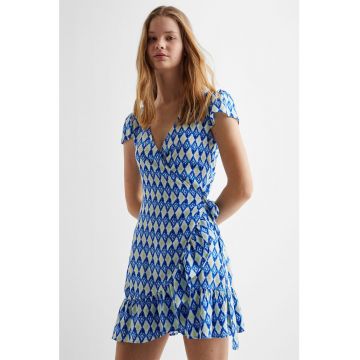 Rochie cu croiala petrecuta si imprimeu geometric Libano