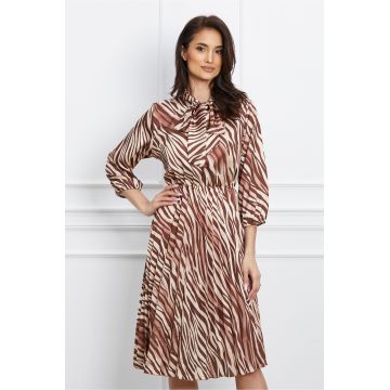 Rochie Jasmine maro cu zebra print
