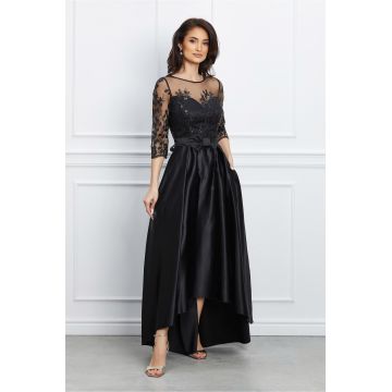 Rochie MBG lunga neagra cu dantela la bust