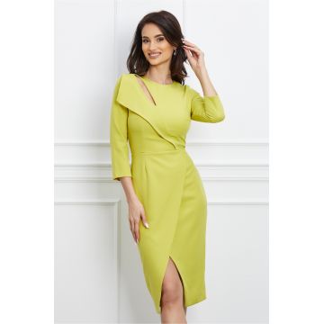 Rochie Moze verde lime cu decupaj la bust