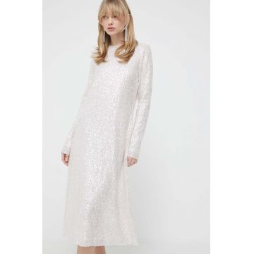 Stine Goya rochie culoarea bej, midi, evazati