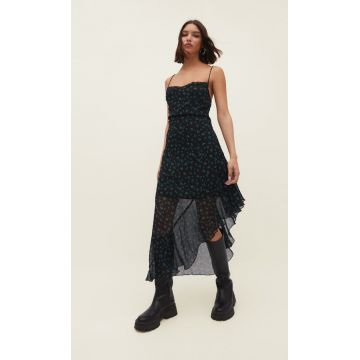 Stradivarius Rochie Midi Cu Imprimeu Negru M