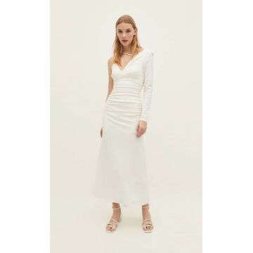 Stradivarius Rochie Midi Cu Poziții Multiple Din Bengalină Ecru S