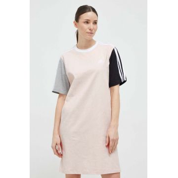 adidas rochie din bumbac culoarea roz, mini, oversize