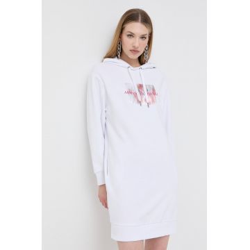 Armani Exchange rochie culoarea alb, mini, oversize