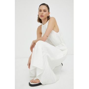 Bruuns Bazaar rochie culoarea alb, midi, evazati