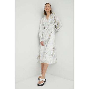 Bruuns Bazaar rochie culoarea alb, midi, evazati