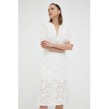 Bruuns Bazaar rochie din bumbac culoarea alb, mini, mulata