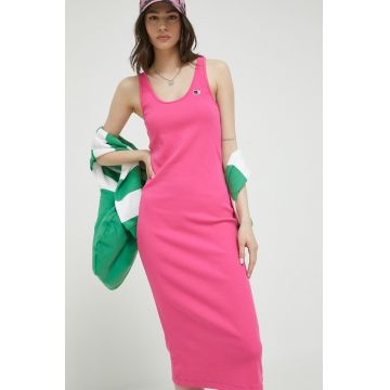 Champion rochie culoarea roz, midi, mulata