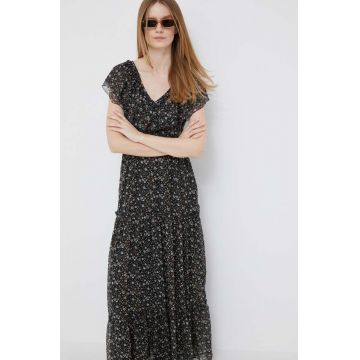 Pepe Jeans rochie Aora culoarea negru, maxi, evazati