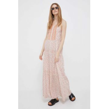 Pepe Jeans rochie culoarea portocaliu, maxi, evazati